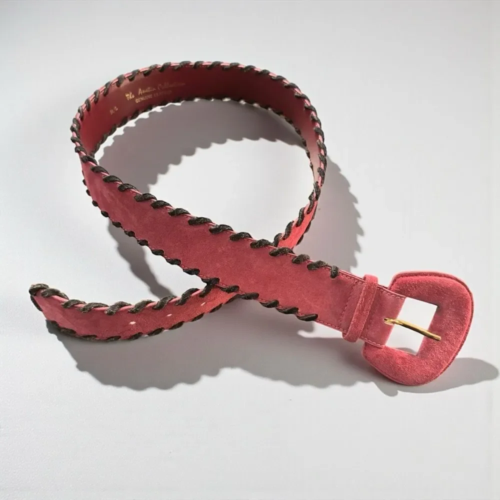 Vintage Suede Burgundy Maroon Western Belt